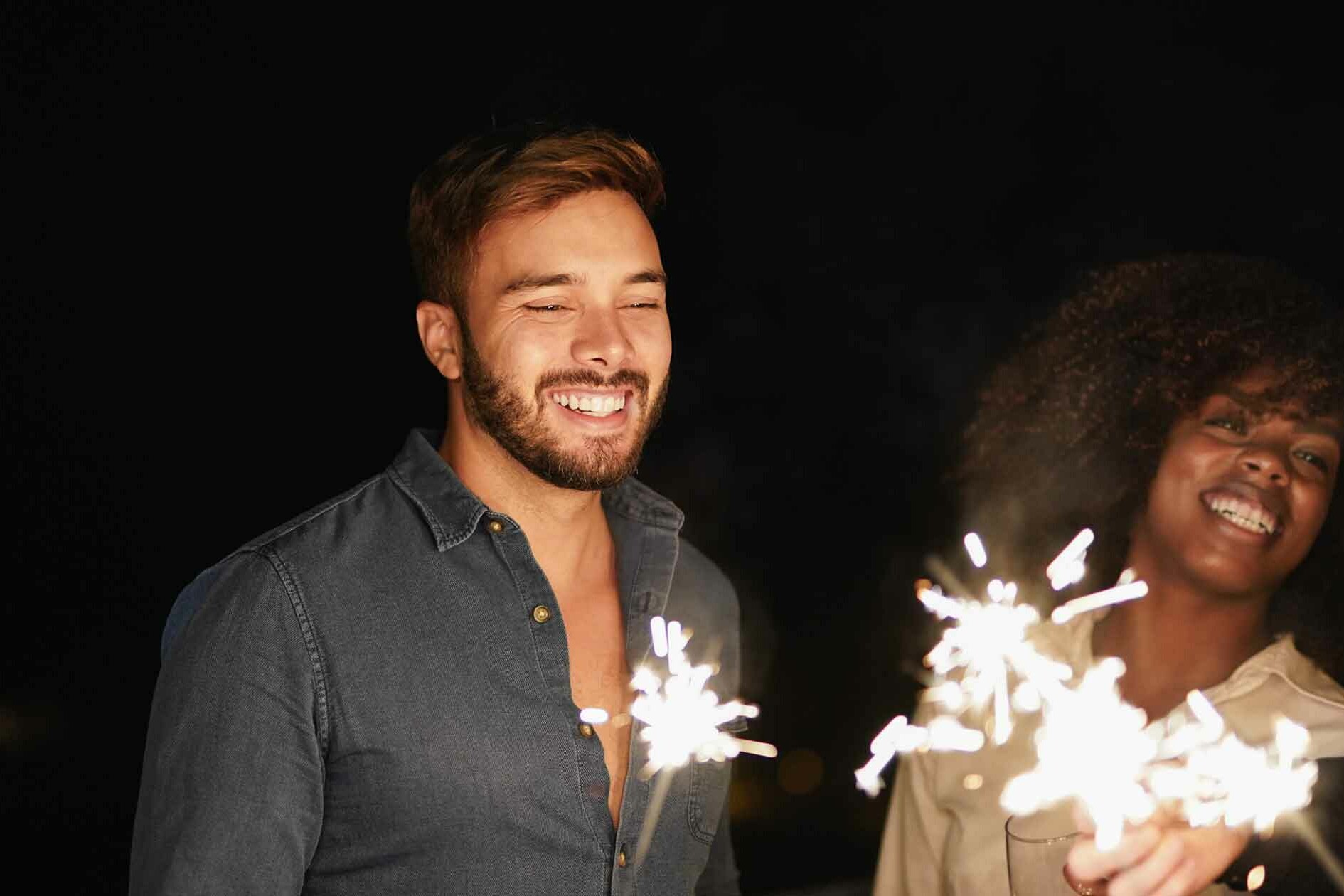 Couple with Sparklers on NYE - Reflect on Your Life