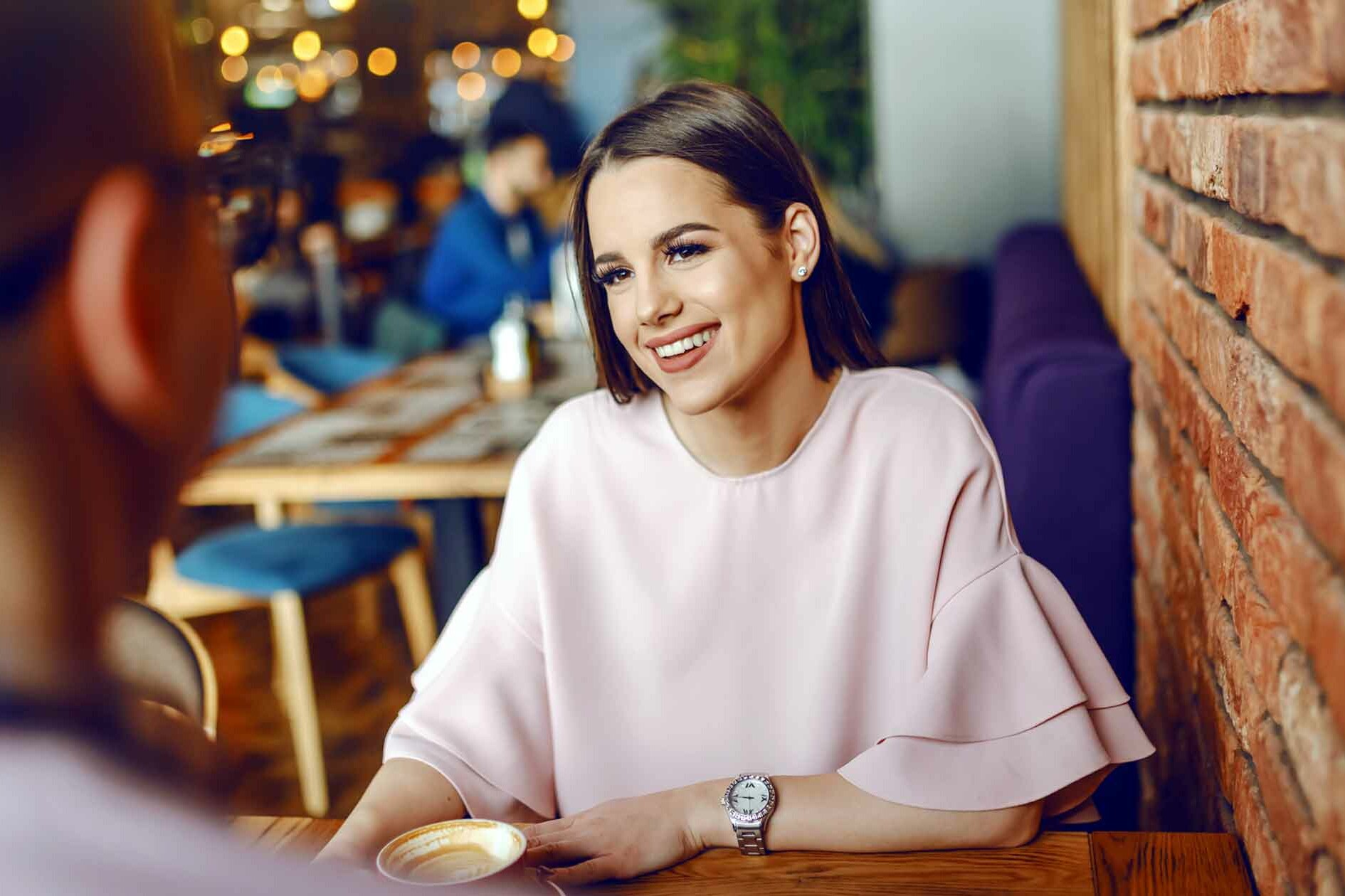 Couple on Date at Coffee Shop Experience Love at First Sight