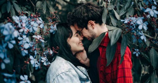 Cute couple about to kiss